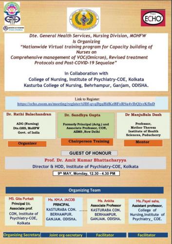 Virtual Training programme for Nursing Personnel on 09th May 2022