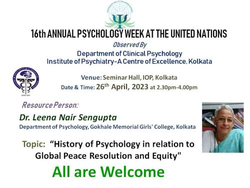 16th Annual Psychology Week at the United Nations on 26-04-2023